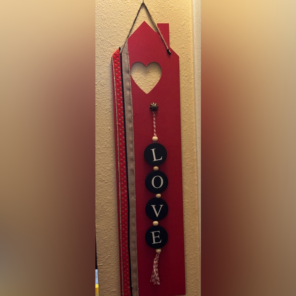 Red Heart Wall Decor with Love Accents
